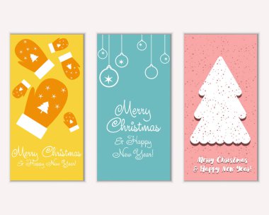 mutlu Noeller ve mutlu yeni yıl tebrik kartları vektör çizim       