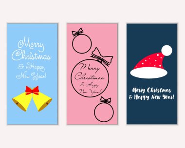 mutlu Noeller ve mutlu yeni yıl tebrik kartları vektör çizim