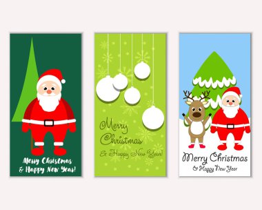 mutlu Noeller ve mutlu yeni yıl tebrik kartları vektör çizim       