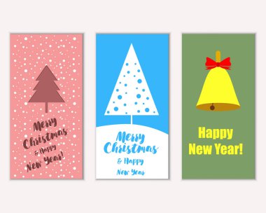 Renkli Noel kartları ile yeni yıl süslemeleri, illüstrasyon vektör