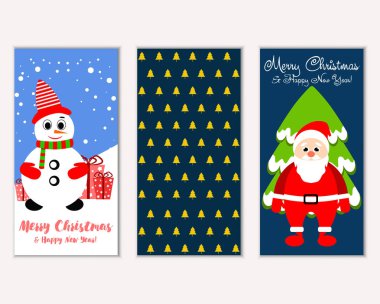 mutlu Noeller ve mutlu yeni yıl tebrik kartları vektör çizim
