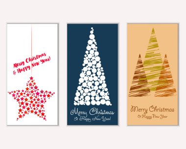 Mutlu Noeller ve mutlu yeni yıl tebrik kartları. Vektör çizim   