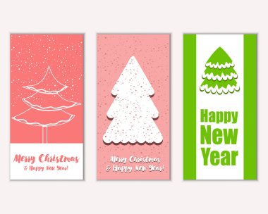 mutlu Noeller ve mutlu yeni yıl tebrik kartları vektör çizim       