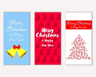 mutlu Noeller ve mutlu yeni yıl tebrik kartları vektör çizim