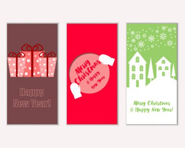 mutlu Noeller ve mutlu yeni yıl tebrik kartları vektör çizim      