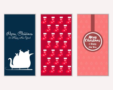 mutlu Noeller ve mutlu yeni yıl tebrik kartları vektör çizim