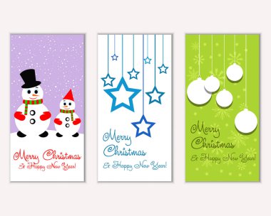mutlu Noeller ve mutlu yeni yıl tebrik kartları vektör çizim