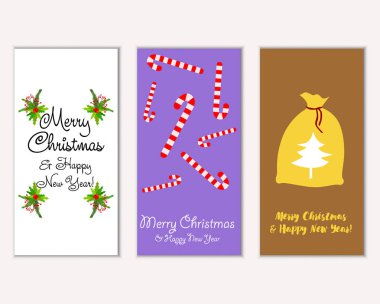 mutlu Noeller ve mutlu yeni yıl tebrik kartları vektör çizim