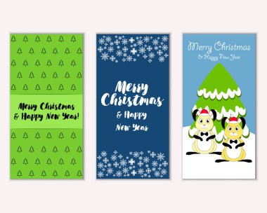 Renkli Noel kartları ile yeni yıl süslemeleri, illüstrasyon vektör