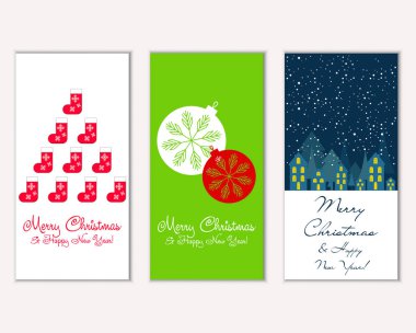 vektör çizim kış tatil tebrik kartları