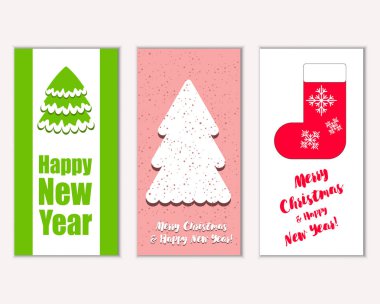 mutlu Noeller ve mutlu yeni yıl tebrik kartları vektör çizim       