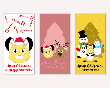 Renkli Noel kartları ile yeni yıl süslemeleri, illüstrasyon vektör