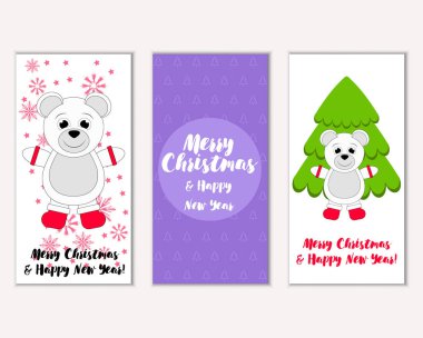 Mutlu Noeller ve mutlu yeni yıl tebrik kartları. Vektör çizim 