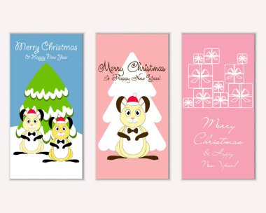 Renkli Noel kartları ile yeni yıl süslemeleri, illüstrasyon vektör