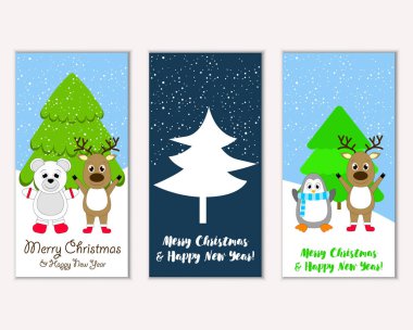 vektör çizim kış tatil tebrik kartları