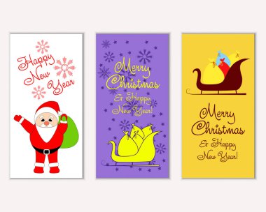 vektör çizim kış tatil tebrik kartları