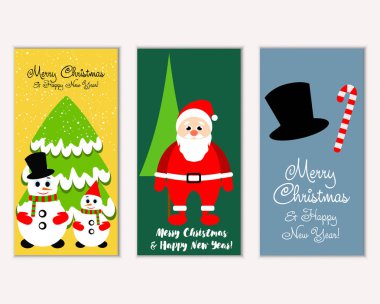 mutlu Noeller ve mutlu yeni yıl tebrik kartları vektör çizim