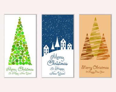 vektör çizim kış tatil tebrik kartları