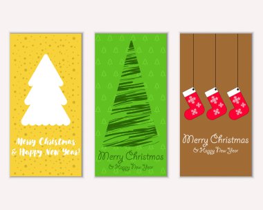Mutlu Noeller ve mutlu yeni yıl tebrik kartları. Vektör çizim 