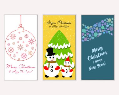 vektör çizim kış tatil tebrik kartları