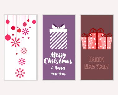 mutlu Noeller ve mutlu yeni yıl tebrik kartları vektör çizim     