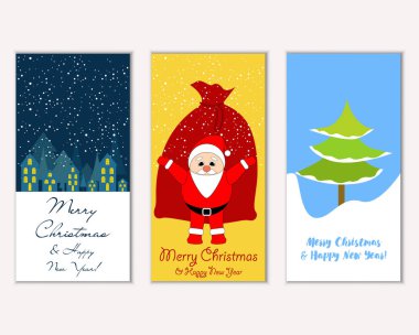 vektör çizim kış tatil tebrik kartları