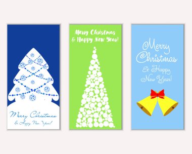 Renkli Noel kartları ile yeni yıl süslemeleri, illüstrasyon vektör