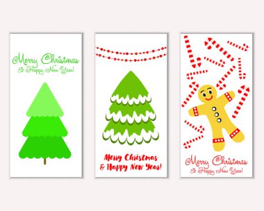 Mutlu Noeller ve mutlu yeni yıl tebrik kartları. Vektör çizim 