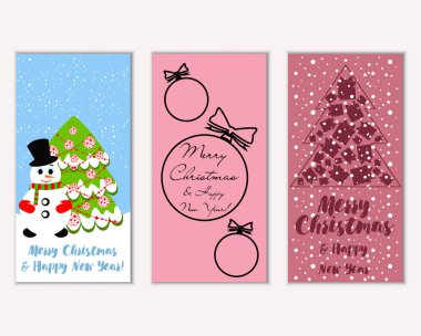 Renkli Noel kartları ile yeni yıl süslemeleri, illüstrasyon vektör