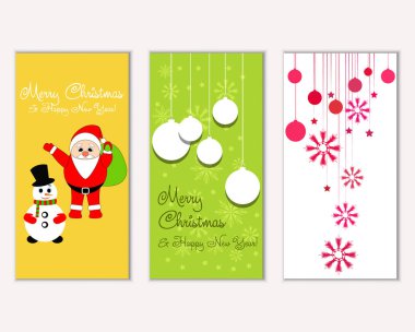 mutlu Noeller ve mutlu yeni yıl tebrik kartları vektör çizim
