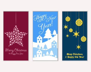 Renkli Noel kartları ile yeni yıl süslemeleri, illüstrasyon vektör