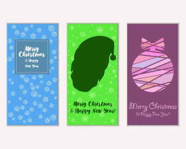 Renkli Noel kartları ile yeni yıl süslemeleri, illüstrasyon vektör