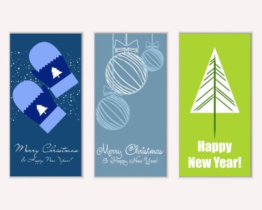 mutlu Noeller ve mutlu yeni yıl tebrik kartları vektör çizim