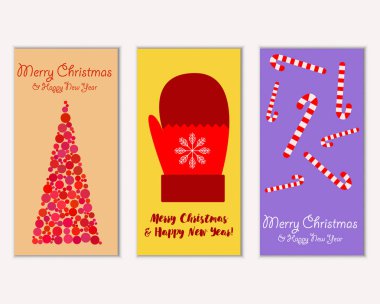 mutlu Noeller ve mutlu yeni yıl tebrik kartları vektör çizim