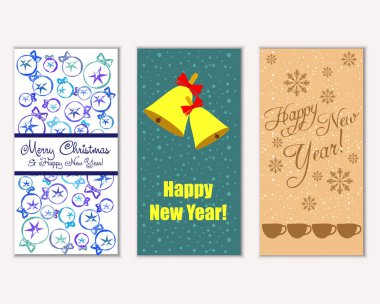 vektör çizim kış tatil tebrik kartları