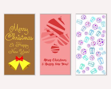 Mutlu Noeller ve mutlu yeni yıl tebrik kartları. Vektör çizim   