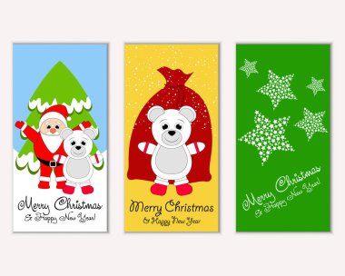 Renkli Noel kartları ile yeni yıl süslemeleri, illüstrasyon vektör