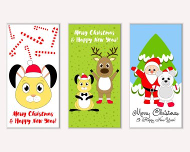 Renkli Noel kartları ile yeni yıl süslemeleri, illüstrasyon vektör