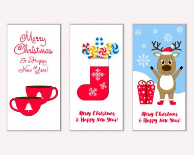 vektör çizim kış tatil tebrik kartları