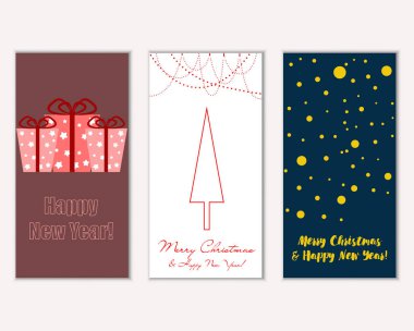 vektör çizim kış tatil tebrik kartları