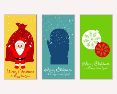 vektör çizim kış tatil tebrik kartları