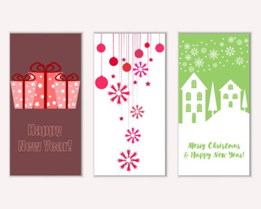 mutlu Noeller ve mutlu yeni yıl tebrik kartları vektör çizim     