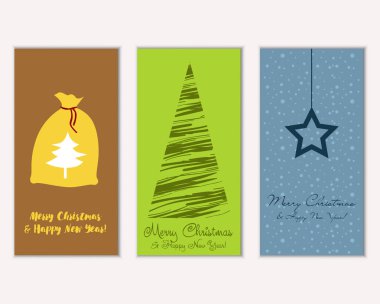 Mutlu Noeller ve mutlu yeni yıl tebrik kartları. Vektör çizim   