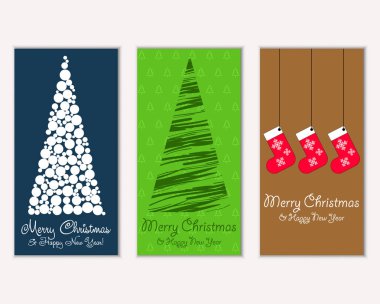 Mutlu Noeller ve mutlu yeni yıl tebrik kartları. Vektör çizim 