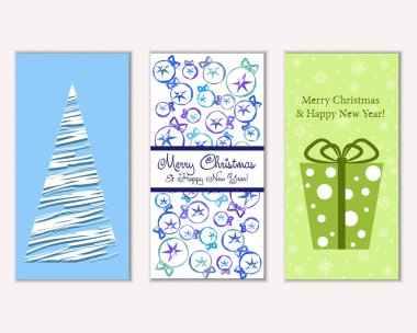 vektör çizim kış tatil tebrik kartları