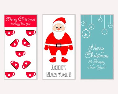 mutlu Noeller ve mutlu yeni yıl tebrik kartları vektör çizim       