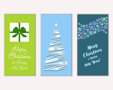 vektör çizim kış tatil tebrik kartları