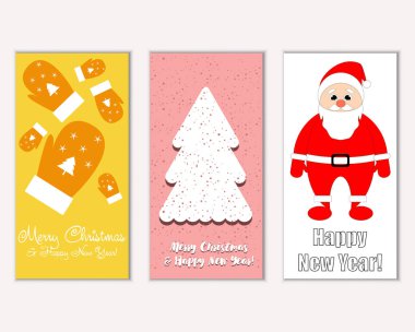 mutlu Noeller ve mutlu yeni yıl tebrik kartları vektör çizim       