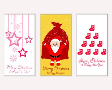 vektör çizim kış tatil tebrik kartları