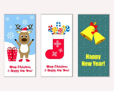 vektör çizim kış tatil tebrik kartları